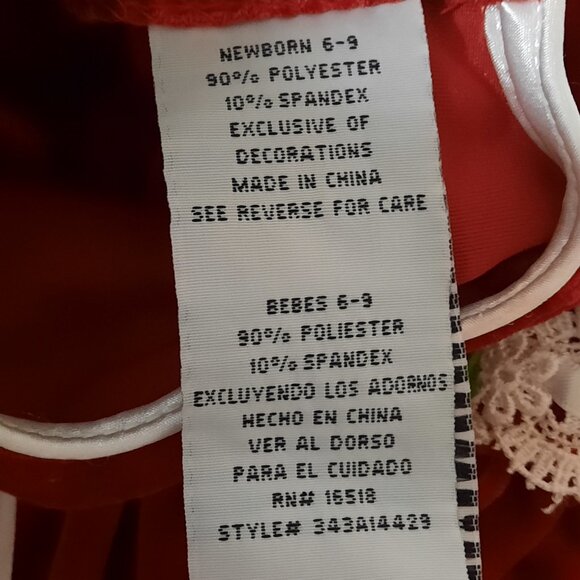 Youngland VTG Baby Red Velvet Jumper Christmas Romper Holiday Girls 6-9 months - Picture 9 of 10